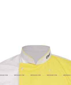 یقه لباس آشپزی شف سفید زرد