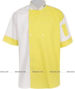 لباس آشپزی شف سفید زرد از جلو