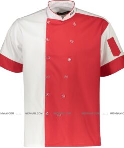 لباس آشپزی شف سفید قرمز از جلو