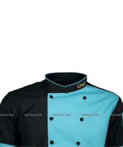 لباس آشپزی شف مشکی فیروزه ای 3