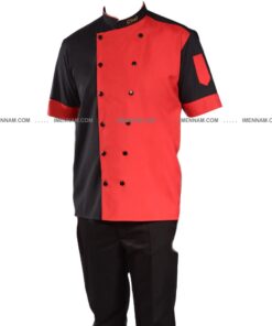 لباس آشپزی شف مشکی قرمز 6