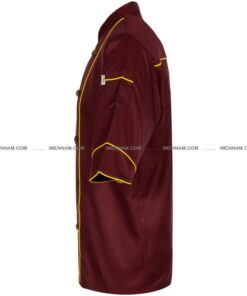 لباس سرآشپز شایان زرشکی زرد از بغل