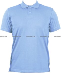 تیشرت جودون یقه دار آبی روشن از روبرو