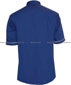 لباس آشپزی سه دکمه آبی از پشت