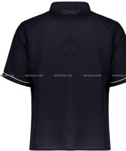 لباس آشپزی سه دکمه سرمه ای از پشت