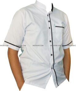 لباس آشپزی سه دکمه سفید از راست