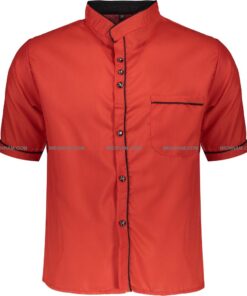 لباس آشپزی سه دکمه قرمز از جلو