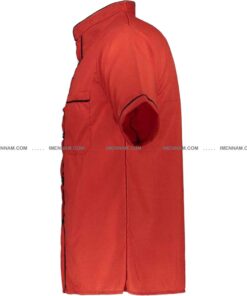 لباس آشپزی سه دکمه قرمز از بغل