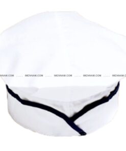 کلاه آشپزی قارچی سفید نوار مشکی از بالا