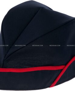 کلاه آشپزی قایقی سرمه ای نوار قرمز