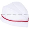 کلاه آشپزی قایقی سفید نوار قرمز از جلو
