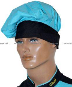 کلاه شف 12 کلاه شف مشکی فیروزه ای بر سر مانکن