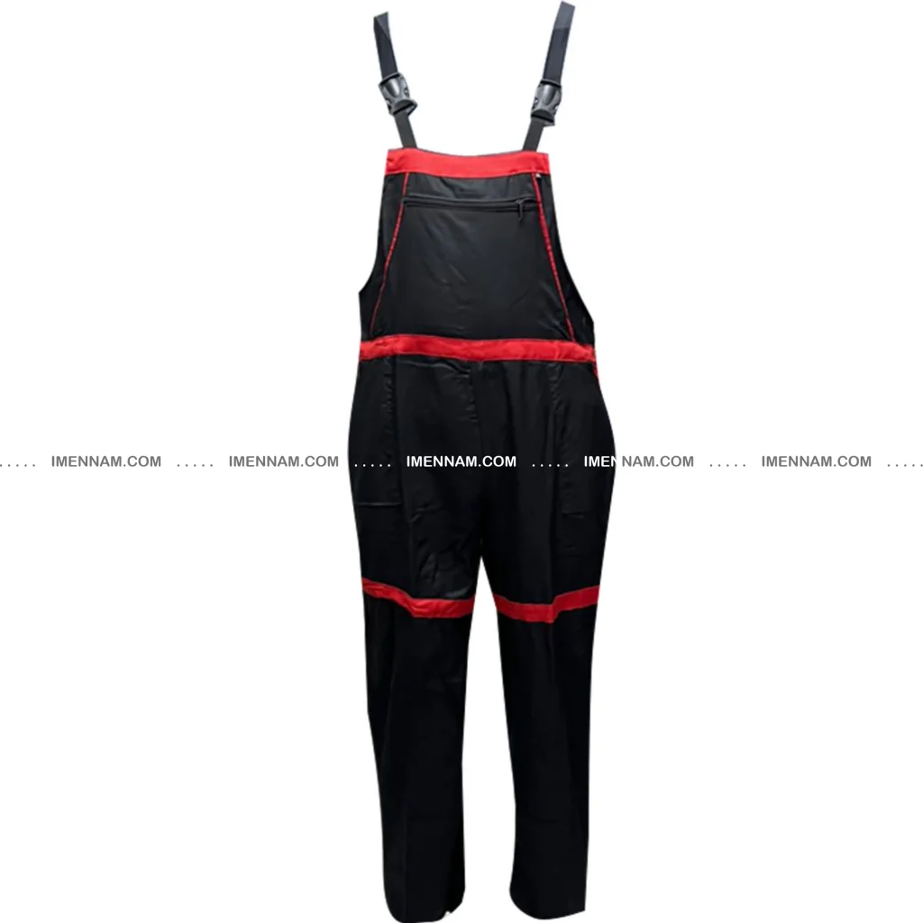 لباس کار دوبنده 46 bib and brace overalls black red 1