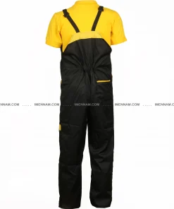 لباس کار دوبنده مشکی زرد از پشت