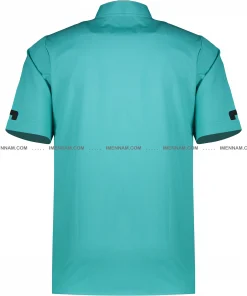 لباس آشپزی مانی فیروزه‌ای از پشت