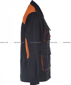 کاپشن لباس کار ست ورک سرمه‌ای نارنجی از بغل