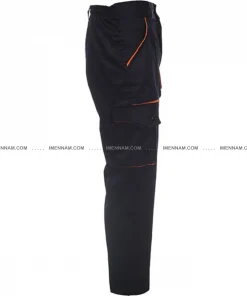 شلوار لباس کار ست ورک سرمه‌ای نارنجی از بغل