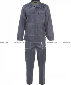 لباس کار ست ورک طوسی استخوانی از جلو