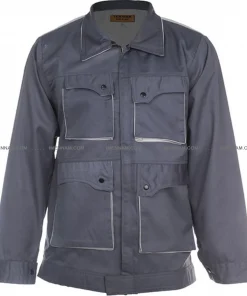 کاپشن لباس کار ست ورک طوسی استخوانی از جلو