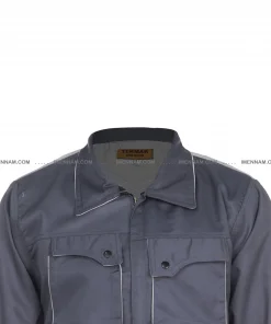 یقه لباس کار ست ورک طوسی استخوانی