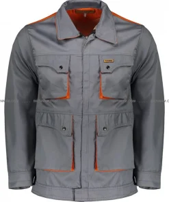 کاپشن لباس کار ست ورک استخوانی نارنجی از جلو