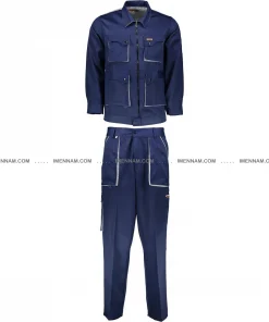 لباس کار ست ورک آبی نفتی استخوانی از جلو