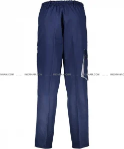 شلوار لباس کار ست ورک آبی نفتی استخوانی از پشت