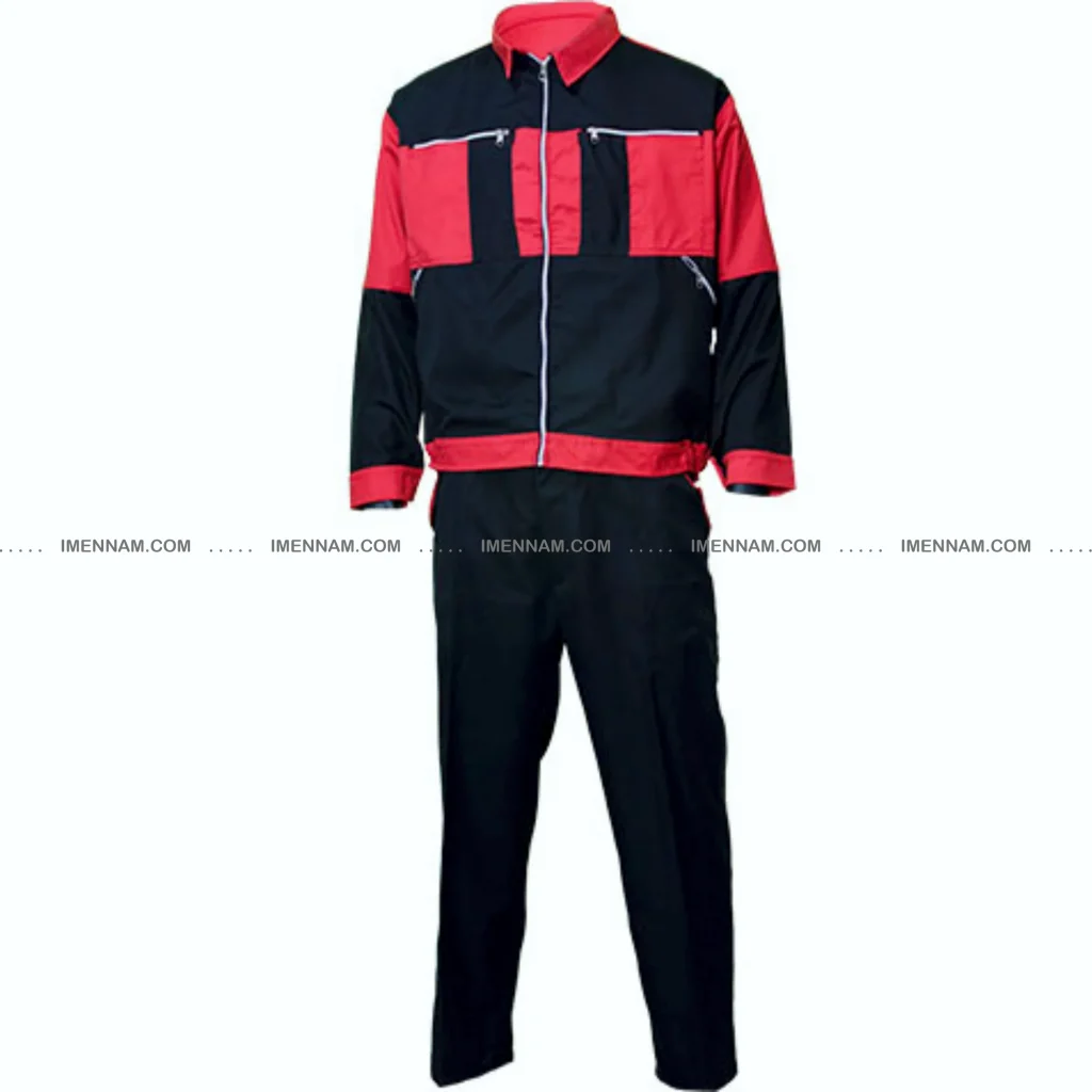 ست لباس کار سیلوری مشکی قرمز از جلو