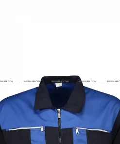 یقه کاپشن لباس کار سیلوری سرمه‌ای آبی از جلو