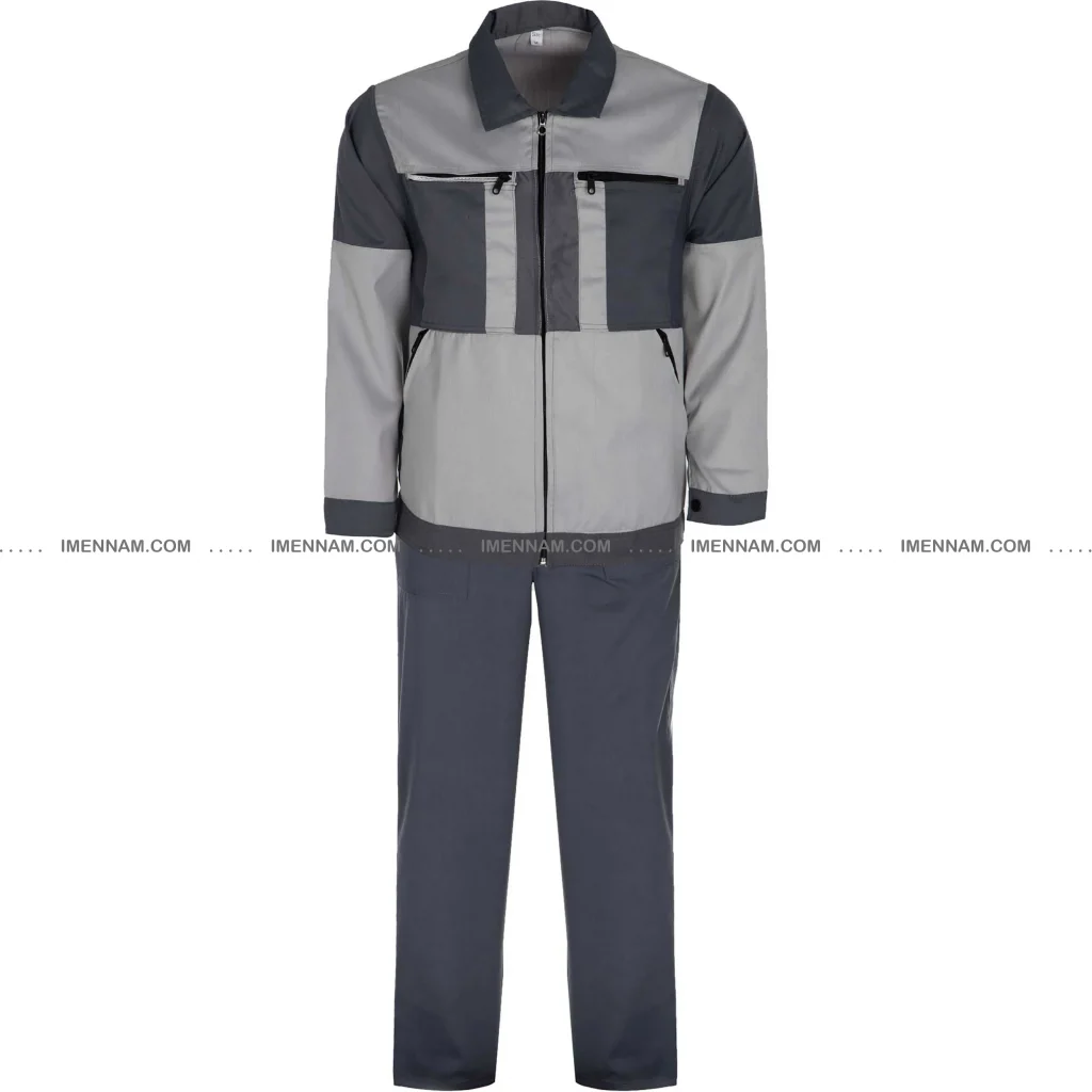 ست لباس کار سیلوری طوسی استخوانی از جلو