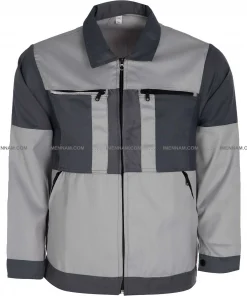 کاپشن لباس کار سیلوری طوسی استخوانی از جلو