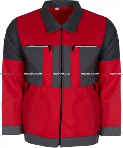 کاپشن لباس کار سیلوری طوسی قرمز از جلو