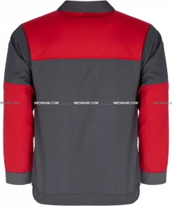 کاپشن لباس کار سیلوری طوسی قرمز از پشت