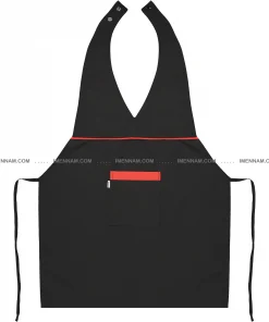 پیش بند یقه هفت مشکی قرمز از جلو